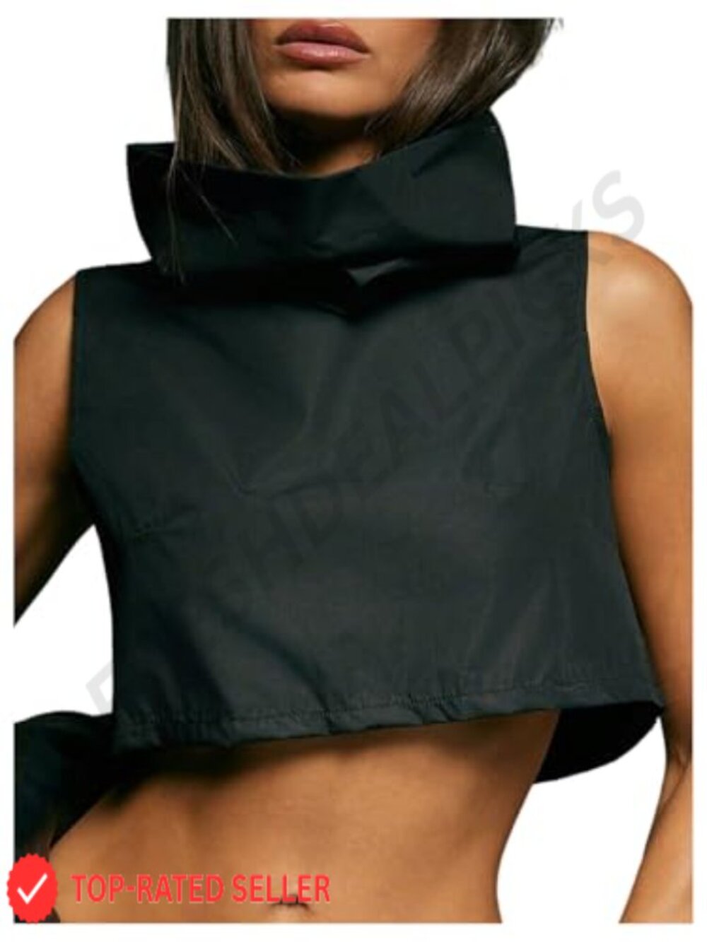 High Neck Crop Tank Top Sleeveless Summer Workout Going Out Hooded Top
